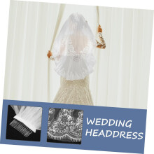 Doppelschleier-Hochzeitsschleier mit Spitzenbesatz und funkelnden Pailletten-Tülldesign