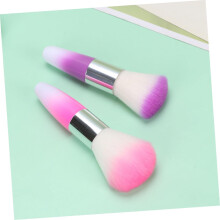 Nagelstofborstelset 2 stuks, roze en paars, met zachte haren, voor het reinigen van nagelpoeder.