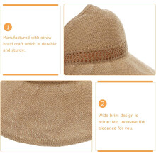 Sombrero de paja para mujer con ala ancha para el sol, ideal para el verano, actividades al aire libre, protección UV, playa y picnic. Color caqui.