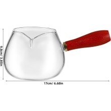 Distributeur de tasses à thé en verre avec poignée en bois résistante à la chaleur, bec verseur réutilisable, forme originale et style unique