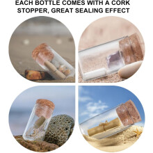 Flacons de Cordyceps scellés par un ruban, lot de 10 flacons de 20 ml avec bouchon en liège, en verre borosilicate de haute qualité. Décoration.