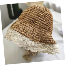 Faltbarer Strohhut mit Spitzendesign für Damen, ideal für den Sommer im Freien