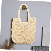 Strohtasche für Damen, gewebte Strandtasche, extra groß für Sommer-Shopping und Strandvergnügen