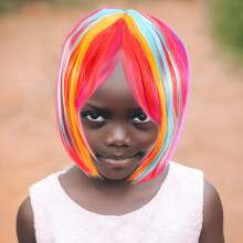 Perruque courte et lisse colorée pour femme, perruque synthétique pour déguisement