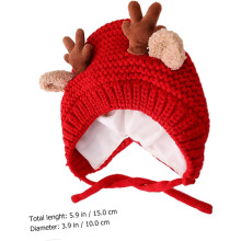 Gebreide fleece muts voor de winter, warm en gehaakt, voor jongens en meisjes, geschikt voor Kerstmis en buitenactiviteiten, rood.