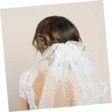 Franse vintage sluier, korte bruidssluier, elegante tule hoofdtooi