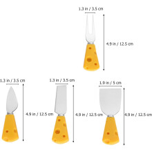 couverts Ă fromage et Ă fruits en plastique avec manche Ă motif de fromage.
