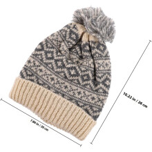 Winter Knit Beanie Hat for Women with Ear Protection, Thick Warm Outdoor Hat in Beige