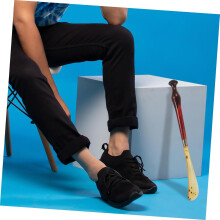 Calzascarpe portatile in legno massello per adulti e anziani, con manico lungo, ideale per stivali e scarpe, da viaggio e per uso domestico.