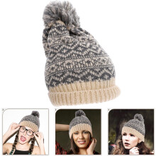 Winterstrickmütze für Damen mit Ohrenschutz, dicke, warme Outdoor-Mütze in Beige
