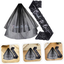 Satin Brudslöja Spetskant Brudtillbehör Pannband Slöja för Möhippa Elegant Brudetiketttillbehör