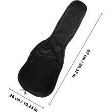 Draagbare zwarte opbergtas voor ukeleles met sponsvulling en Oxford-stof.