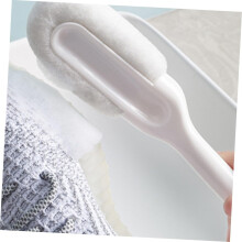 Brosse de nettoyage de chaussures multifonctionnelle à trois têtes, brosse de polissage blanche à poils souples et long manche
