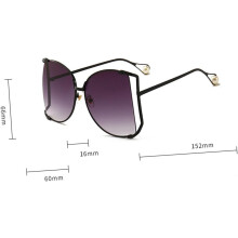 Ochelari de soare metalici la modă pentru femei, lentile gri, ochelari creativi pentru petreceri, ochelari pentru evenimente costumate