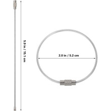 Porte-étiquettes en fil métallique avec anneau porte-clés, câble en acier inoxydable, robuste et sécurisé.