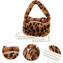 Vintage-Tasche aus Plüsch mit Leopardenmuster, Damen-Schultertasche, Umhängetasche für den täglichen Gebrauch