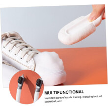 Multifunctional Three-Head Shoe Cleaning Brush White Soft Bristle Polishing Brush with Long Handle