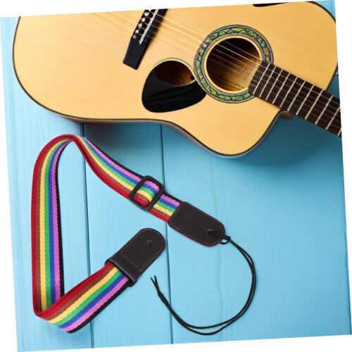 Ρυθμιζόμενο λουράκι για Ukulele με κομψό ύφασμα σε σκούρο χρώμα Rainbow και υλικό Pu