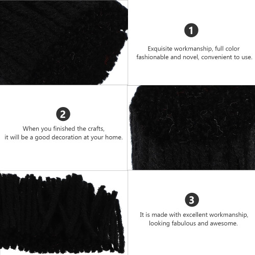 Black Acrylic Latch Hook Rug Yarn 10 Rolls, Lightweight Wool Yarn