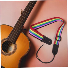 Verstelbare ukeleleband met stijlvolle diepgekleurde regenboogstof en PU-materiaal.