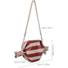 Stilvolle Schultertasche in Bonbonform mit Vintage-Streifenmuster aus Kunstleder