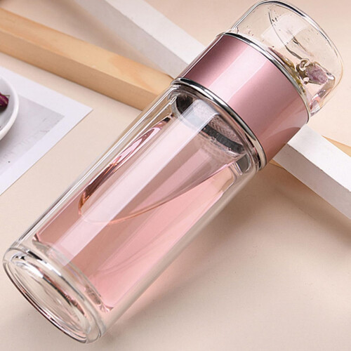 250 ml Glas-Tee-Wasser-Trennflasche, tragbarer Teebecher
