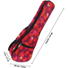 Funda para ukelele de 21 pulgadas, 2 piezas, tela Oxford, estampado geométrico, color rojo, material grueso, impermeable.