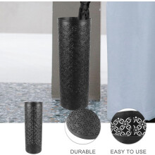 Large-Capacity Black Iron Umbrella Holder Bucket for Entryway and Office