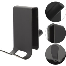 Schwarze Edelstahl-Duschtürhaken, gebogenes Design, rückseitig abgedeckt