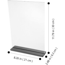 A4 Acrylic Sign Holder Black Base, Double-Sided T-Shape Menu Display Stand 297x210mm