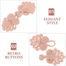 Lot de 10 boutons en tissu rose lotus style vintage chinois, 6,5 2,2 cm, tissés à la main