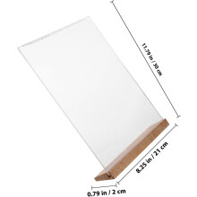 Acrylic Menu Display Stand with Beech Wood Base, A4 Vertical Slant Sign Holder 210x297mm