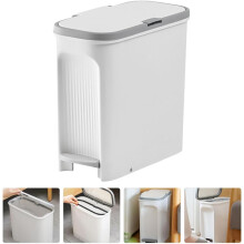 Cestino per rifiuti da bagno, pattumiera domestica, ovale, in plastica, con pedale, design robusto, comodo da usare, creativo