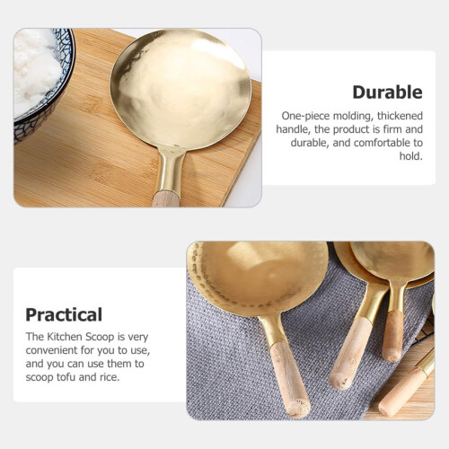 Food Scoop Kitchen Ladle Copper and Wood Multi-Functional Use Ergonomic Handle Creative Design 2