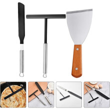 Crêpe-Spatel, Haushalts-Pfannkuchenspatel, Edelstahl, Nylon, Holz, Kochutensil, komfortabler Griff