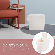 Contenedor de basura cuadrado de plástico de 9 litros con tapa. Diseño que ahorra espacio. Aspecto sencillo, elegante y chic.