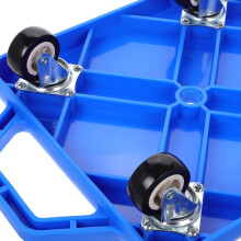 Zitstep met handvatten, blauw plastic, vierwielige sportstep