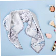 Elegante pañuelo cuadrado de seda para mujer, bufanda para el cuello con estampado floral, transpirable, accesorio multifuncional.