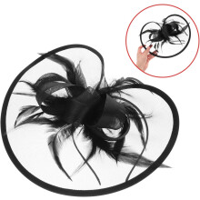 Vintage Tea Party Hats Fascinators Mesh Ribbons Plumes for Wedding Cocktail Church Party Women's Wide Brim Hat Black