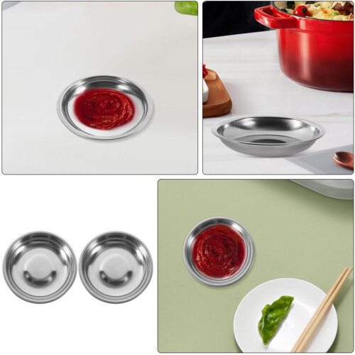 10 Stück Edelstahl-Dipschalen, Saucenschalen, rund, dickwandig, robust, einfach 2