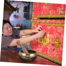 Bol cântând ușor, din lemn, pentru meditație, yoga, decorațiuni budiste, Sutra Bowl