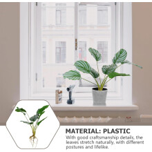 Künstliche grüne Pflanze, Dekoration: Nachbildung einer Calathea-Pflanze mit 9 runden Köpfen, aus Kunststoff