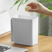 Mini papelera con tapa, de plástico PP, con control de olores, fácil de limpiar, color blanco, para escritorio u oficina.