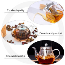 Théière en verre résistant à la chaleur, théière domestique 600 ml, verre borosilicate, infuseur en acier inoxydable