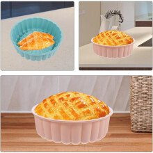 Ensemble de 2 moules à gâteaux ronds en silicone antiadhésifs cannelés