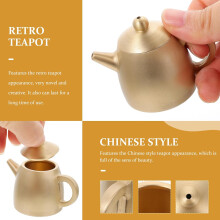 Théière miniature dorée en laiton, ornement de bureau créatif de style chinois