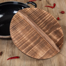 Hittebestendig rond wokdeksel van massief cederhout, 33 cm