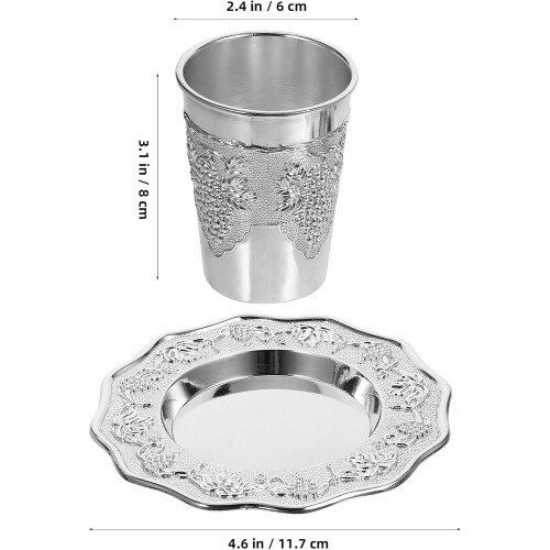 Påskvinkoppset Silverpläterad Kiddushkopp med fat Zinklegering Material Elegant 1