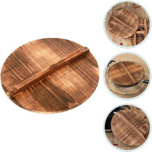 Tapa redonda de madera maciza de cedro resistente al calor para wok, 33 cm.