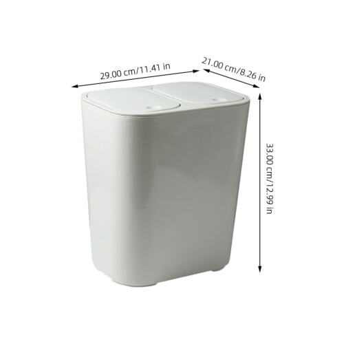 Dual Kitchen Trash Can Plastic White Container with Lid for Household and Bathroom Waste Separation 1